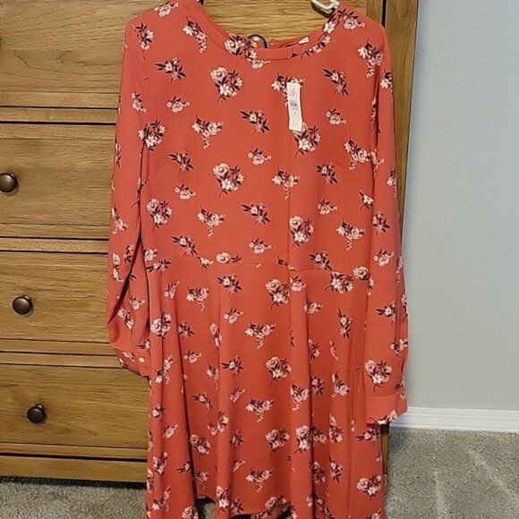 LOFT Red Floral Dress - Picture 1 of 5